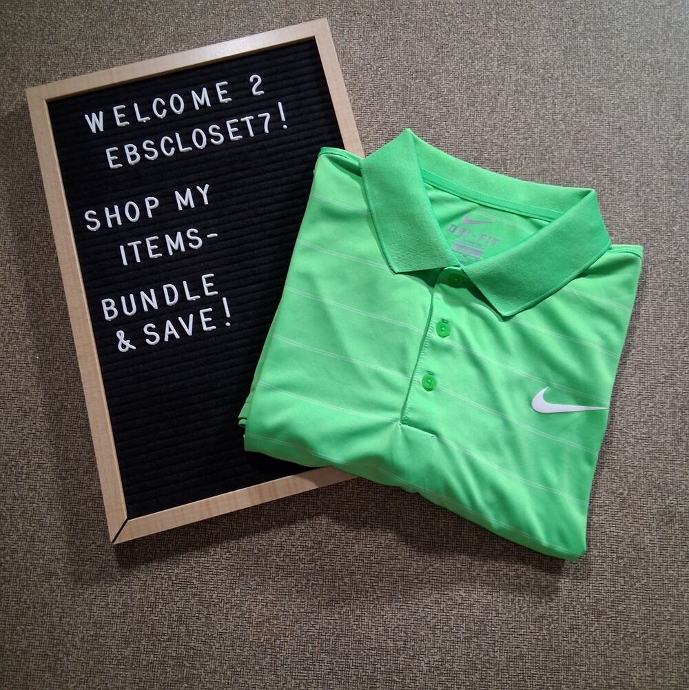 Nike Golf Men's XL Dri-FIT Tour Performance Tech Stripe Polo Shirt Lucid Green